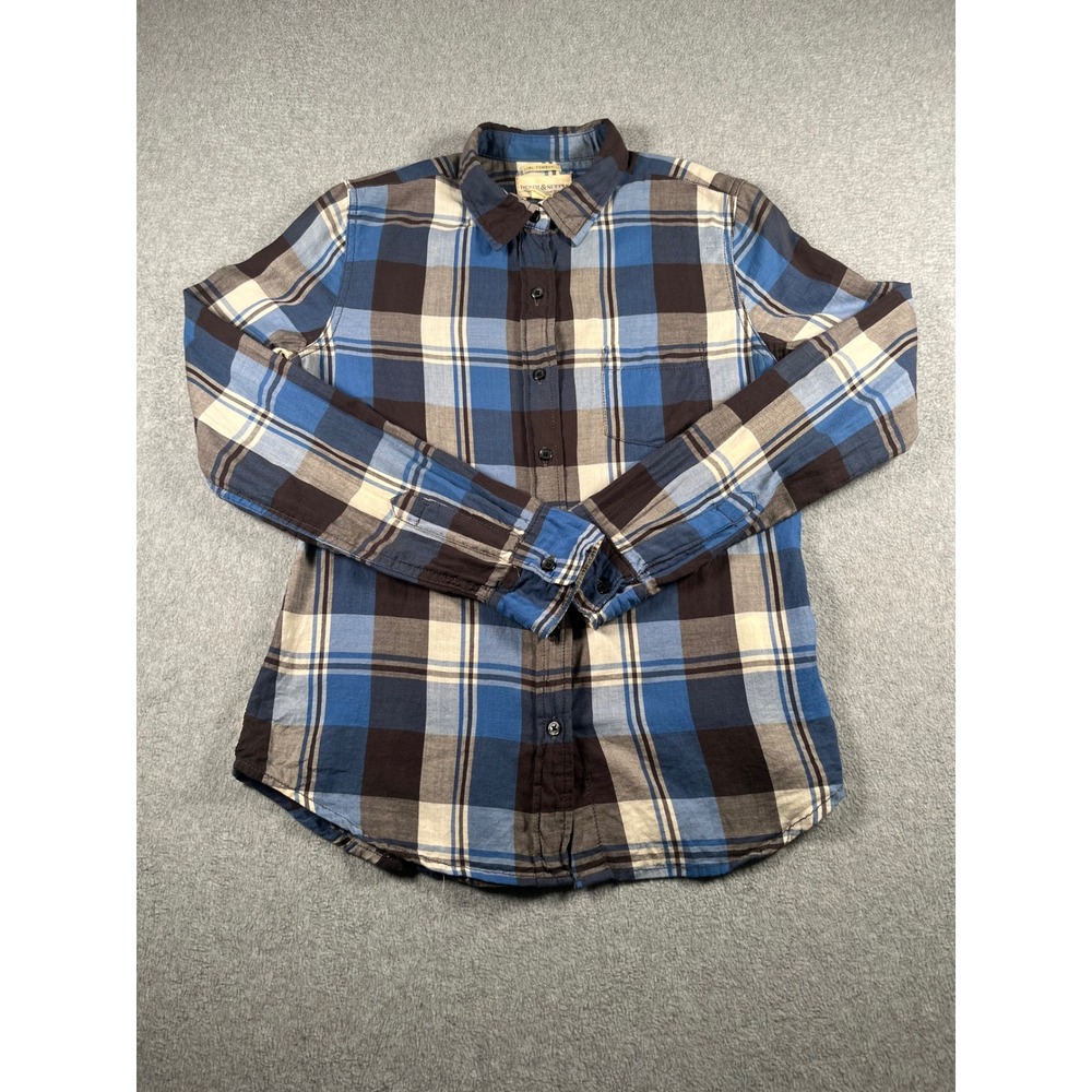 Denim & Supply Ralph Lauren Blue Plaid RL Tomboy Cotton Button Down Shirt S
